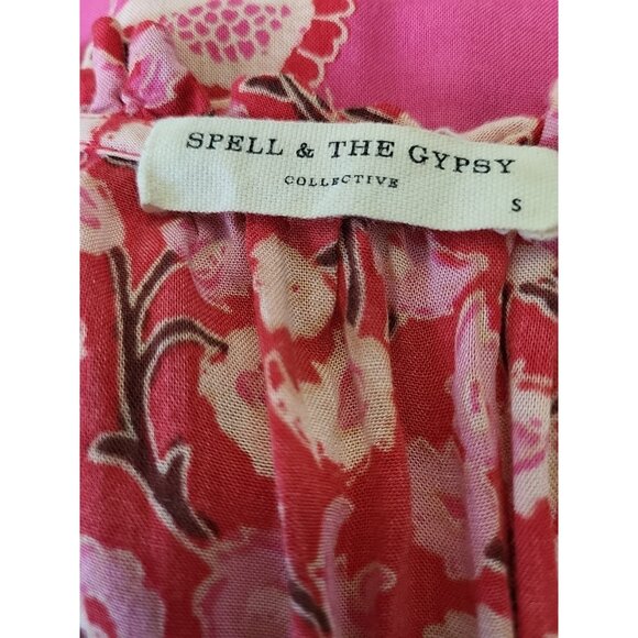 Spell & The Gypsy Red Coral Delirium Tiered Maxi Dress Sleeveless Small - Picture 10 of 10
